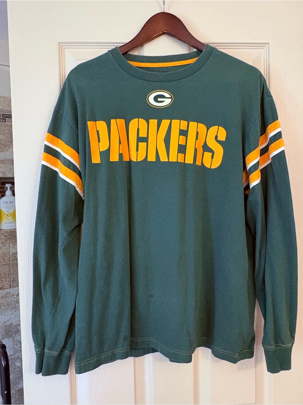 NFL Green Long Sleeve Team Apparel Tee with Yellow Trim